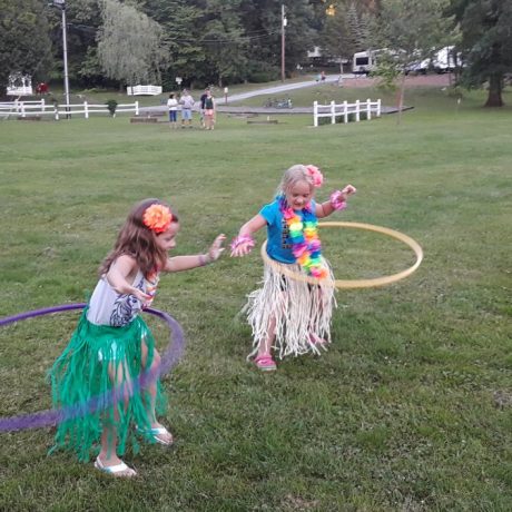 Girls hula hooping